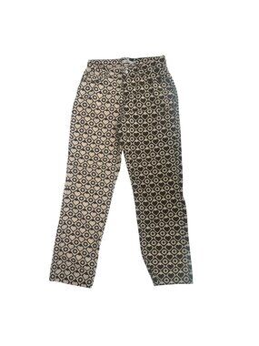 Adika Retro Mod Pants Women's L Brown Geometric Checkered Straight Leg Trousers